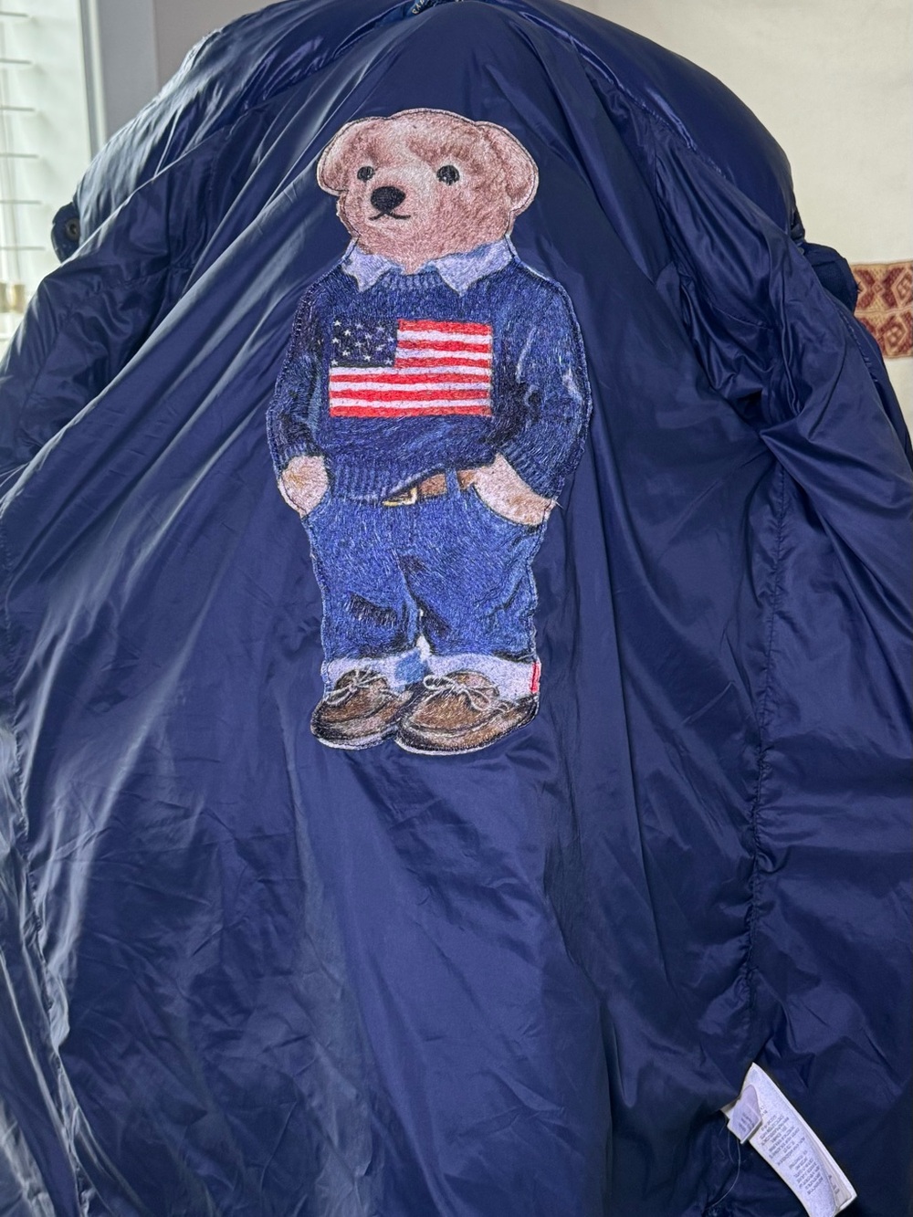 Polo Ralph Lauren Kids Navy Blue Down Polo Bear Long Puffer Parka Size 4/5 (XS) - Picture 4 of 9